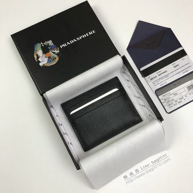 prada錢包 普拉達專櫃最新十字紋牛皮卡夾 2MC223 PRADA男士卡片夾  pyd2115